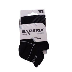NEW Experia Thorlos Silver Ionic+ Socks Size Large Black Athletic